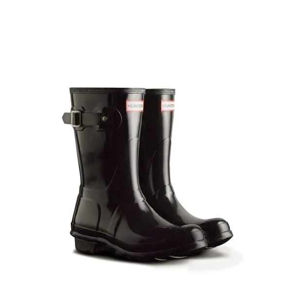 Hunter Women's Original Short Gloss Rain Boots Size 7 US Black - Picture 2 of 5